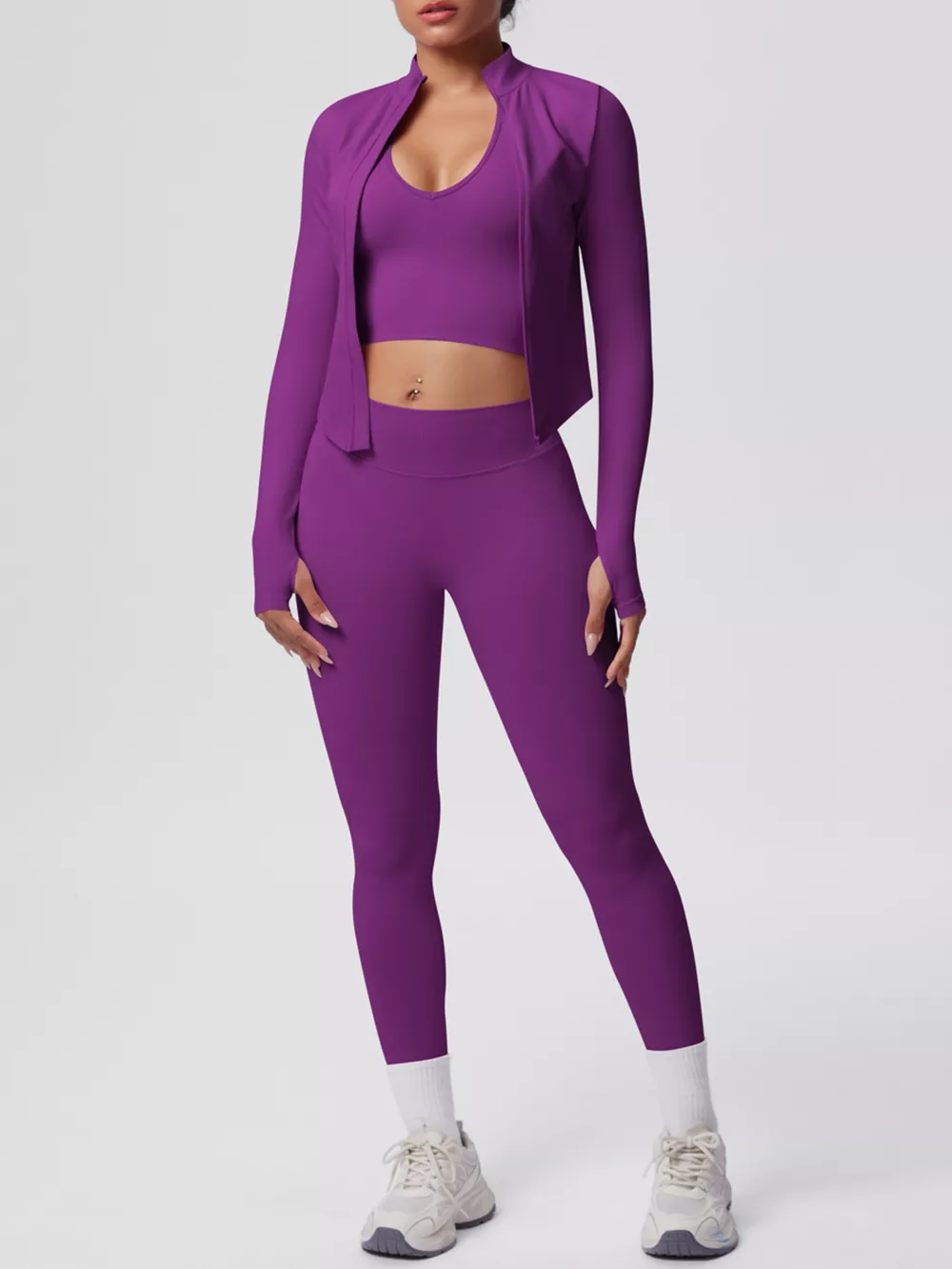 Tank & Zip-Up Jacket and Leggings Three-Piece Active Set, image 16