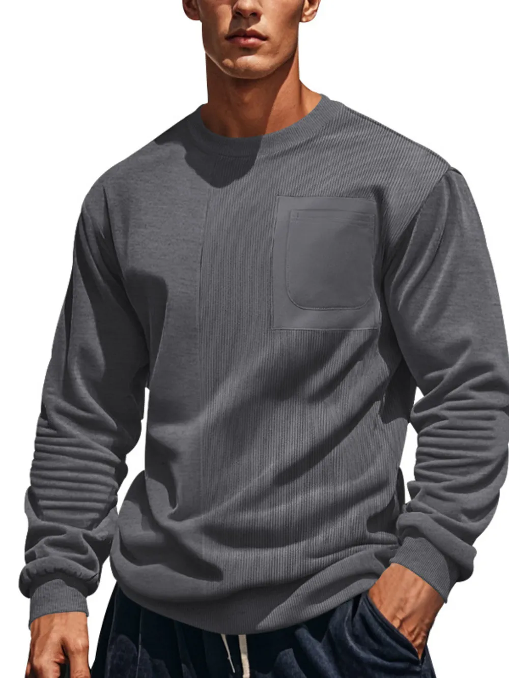 Men's Full Size Round Neck Long Sleeve Sweatshirt Plus Size, image 14