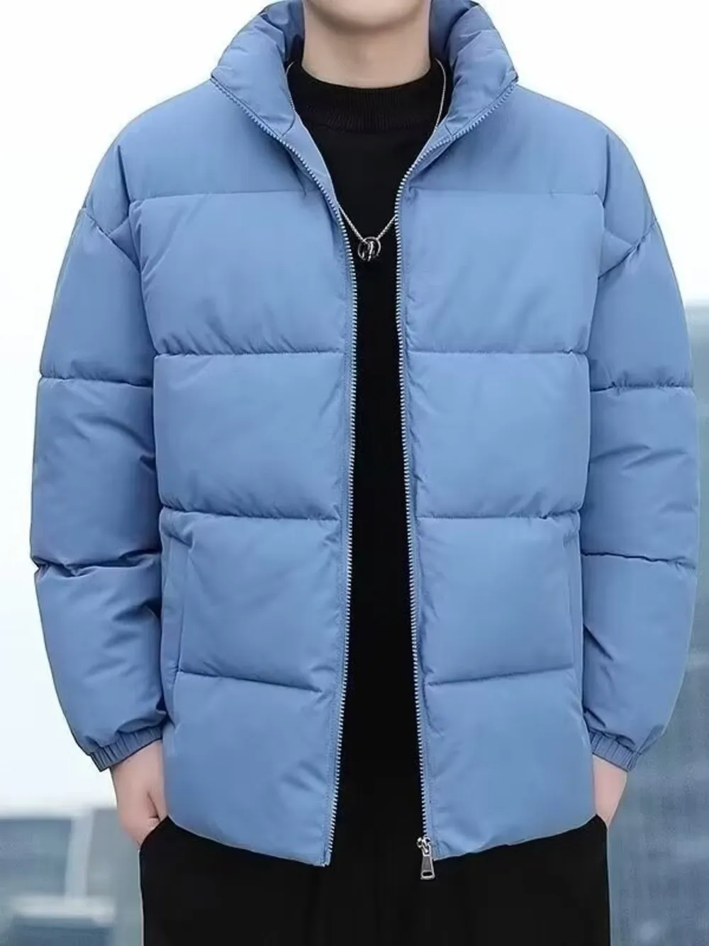 Men's Plus Size Quilted Zip Up Winter Coat, image 2