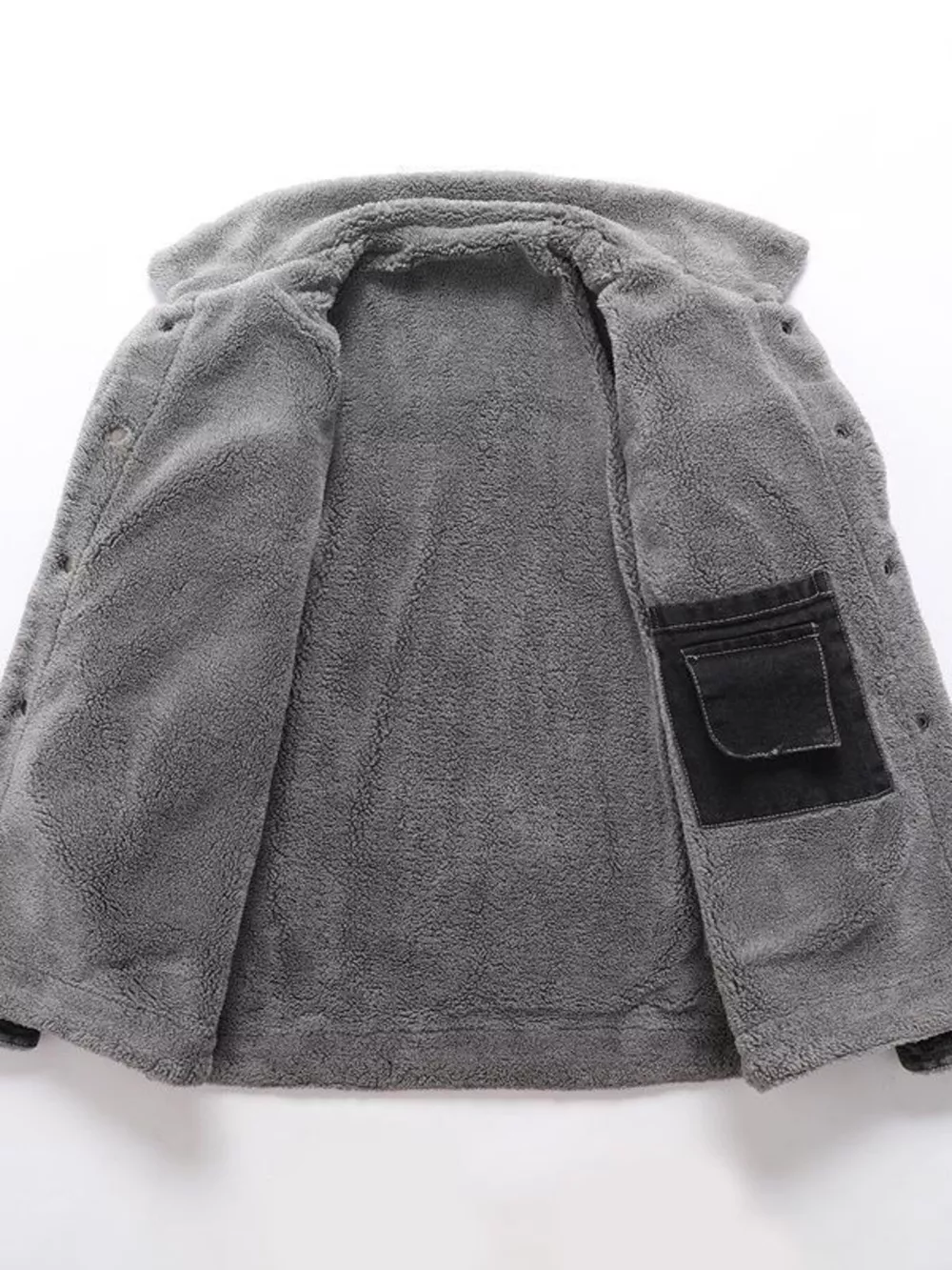 Men's Plus Size Button Up Sherpa Lined Denim Jacket, image 2