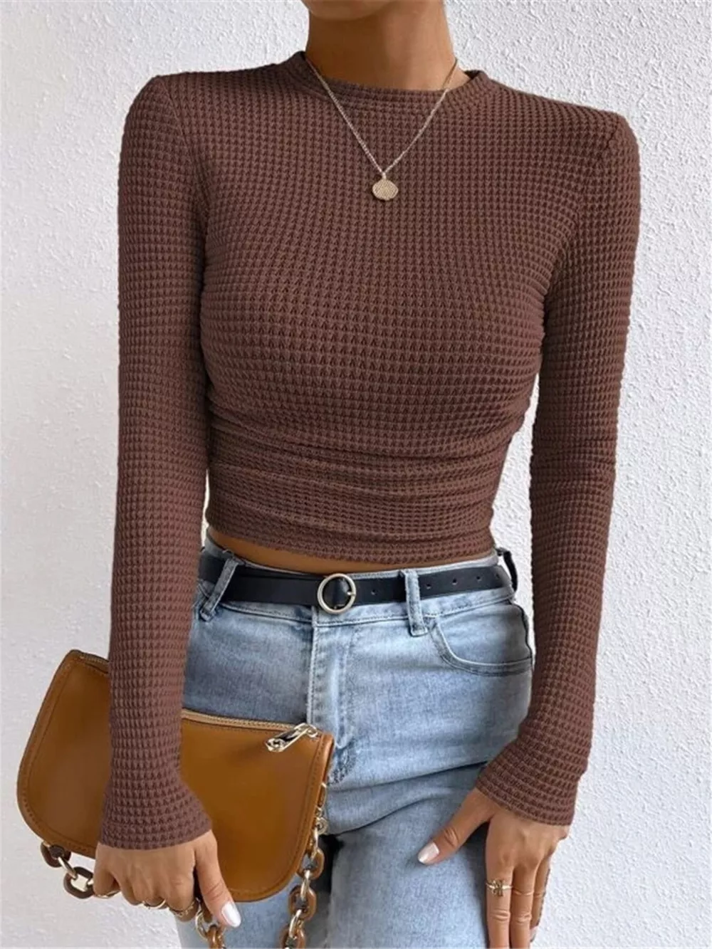 Waffle Knit Long Sleeve T-Shirt, image 18
