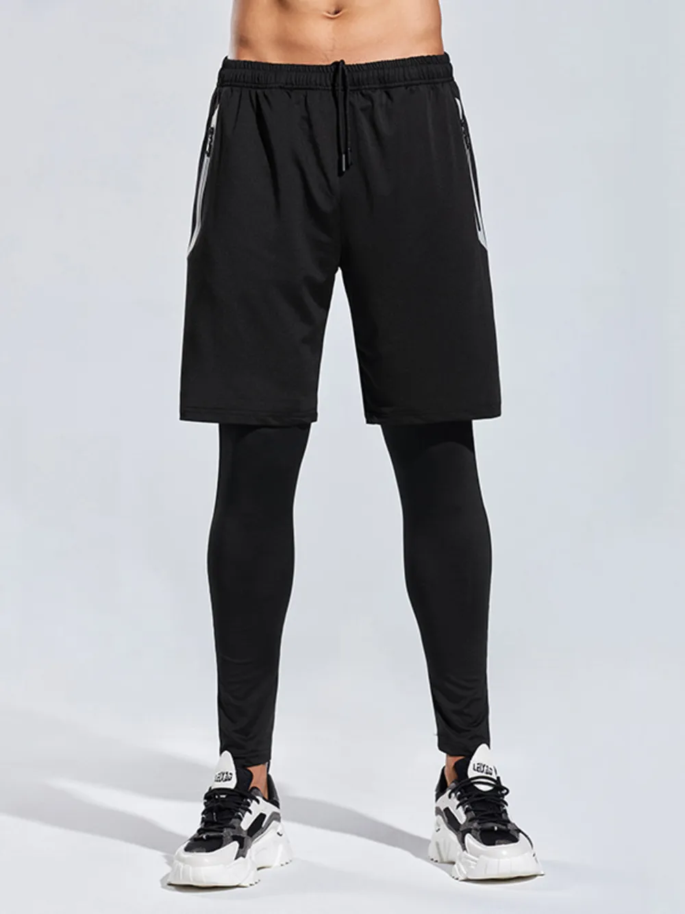 Men's Plus Size Elastic Waist Active Shorts, image 2