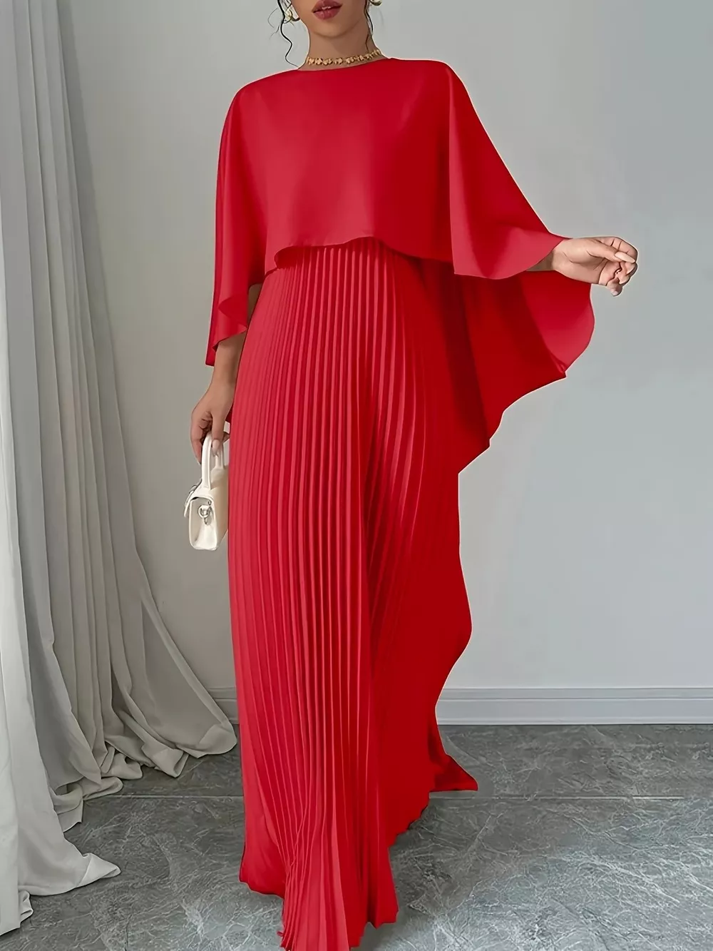 Cape Pleated Maxi Dress, image 10