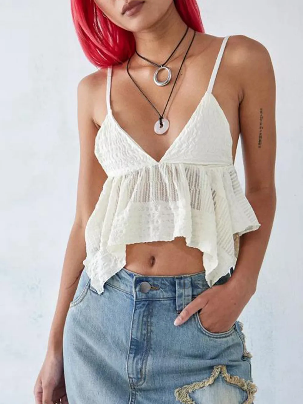 V-Neck Peplum Cami Top, image 4