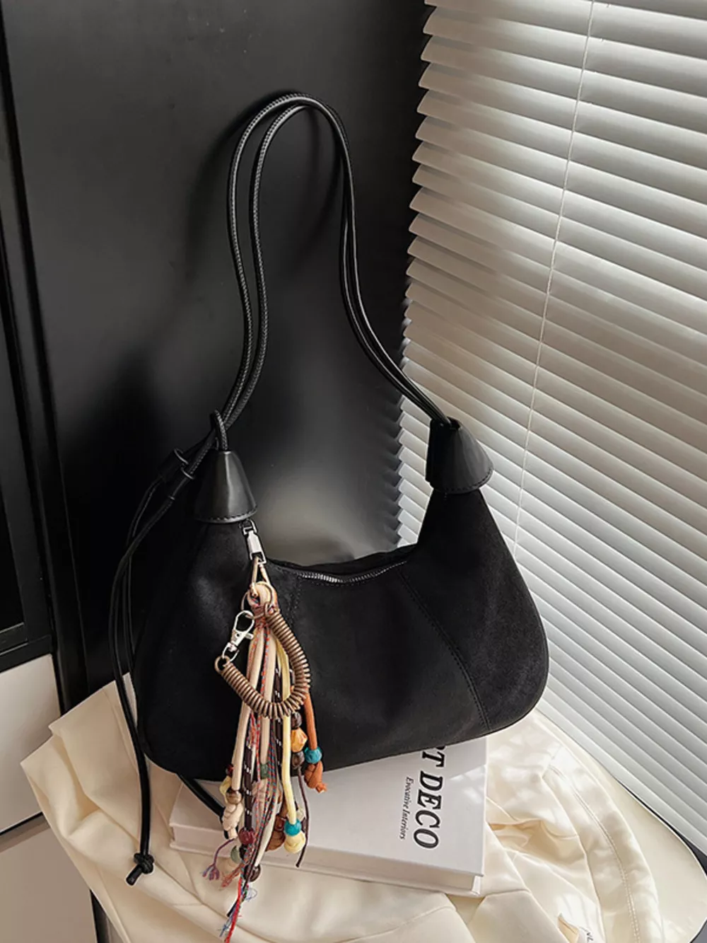 Vintage Suede Tassel Shoulder Bag, image 21