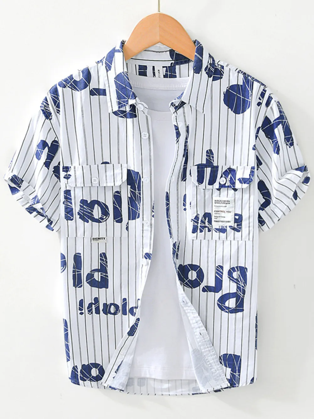 Men's Plus Size Striped Button Up Shirt