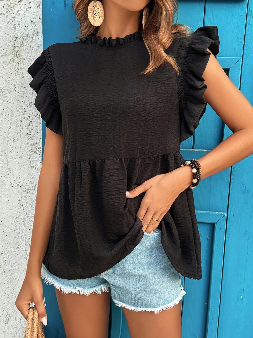 Ruffled Cap Sleeve Blouse, image 2