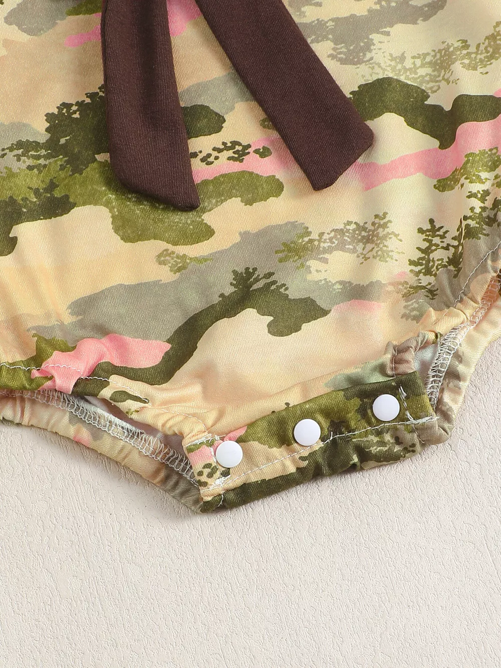 Children's Camouflage Print Long Sleeve One-Piece with Bow, image 5