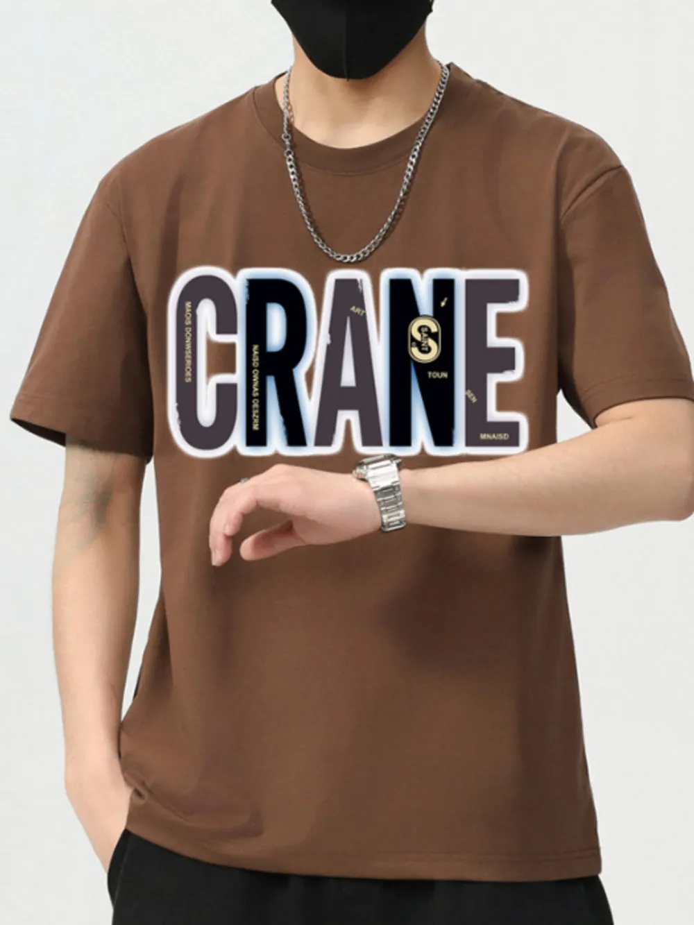 Men's Plus Size Letter Round Neck Short Sleeve T-Shirt, image 4
