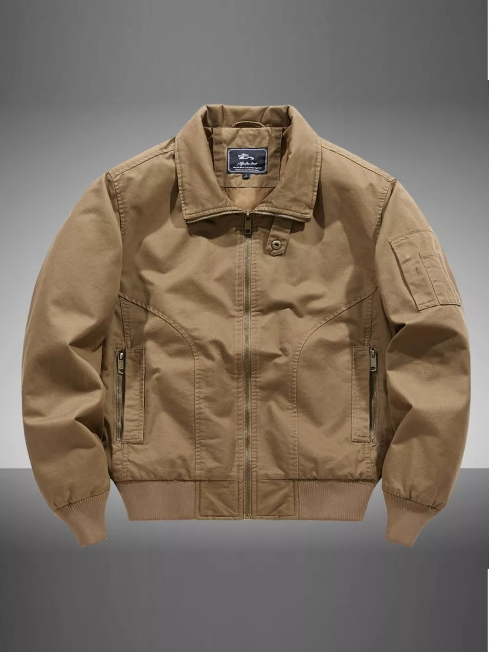 Men's Plus Size Casual Zip Up Bomber Jacket, image 2