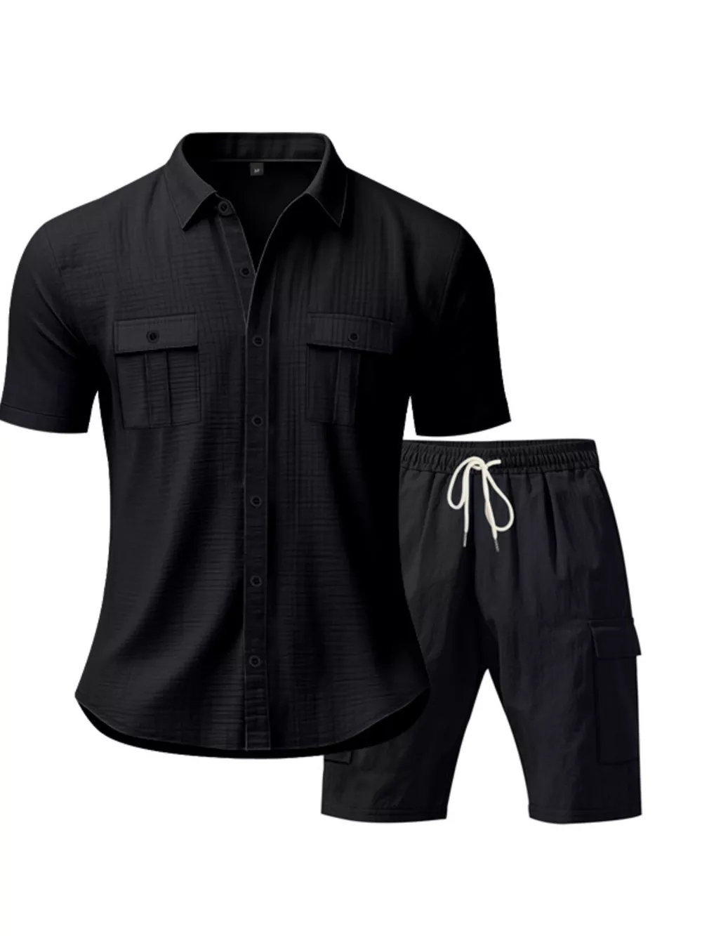 Men's Full Size Button Up Shirt and Shorts Set Plus Size, image 12