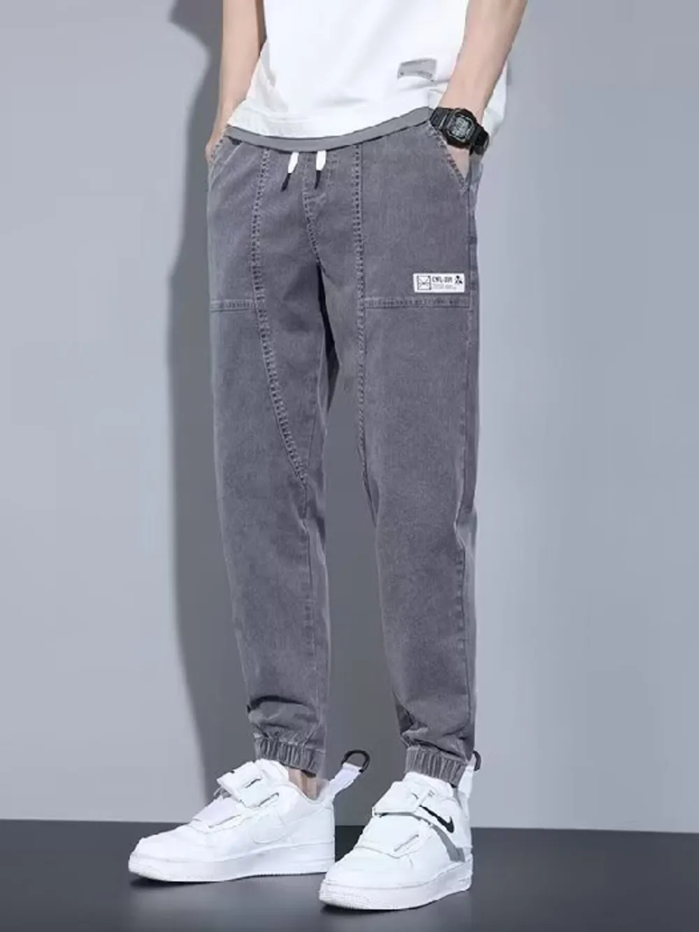 Men's Full Size Casual Loose Fit Denim Joggers Plus Size, image 6