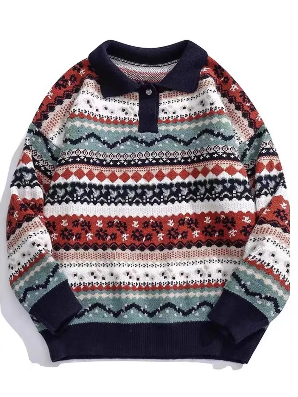 Men's Vintage Patterned Knit Sweater, image 4