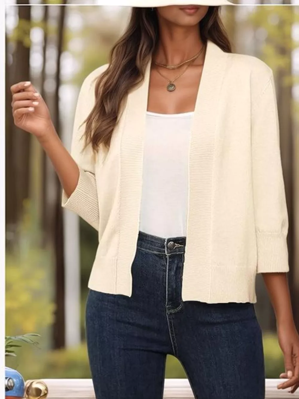 Open Front Ribbed Hem Cardigan, image 31