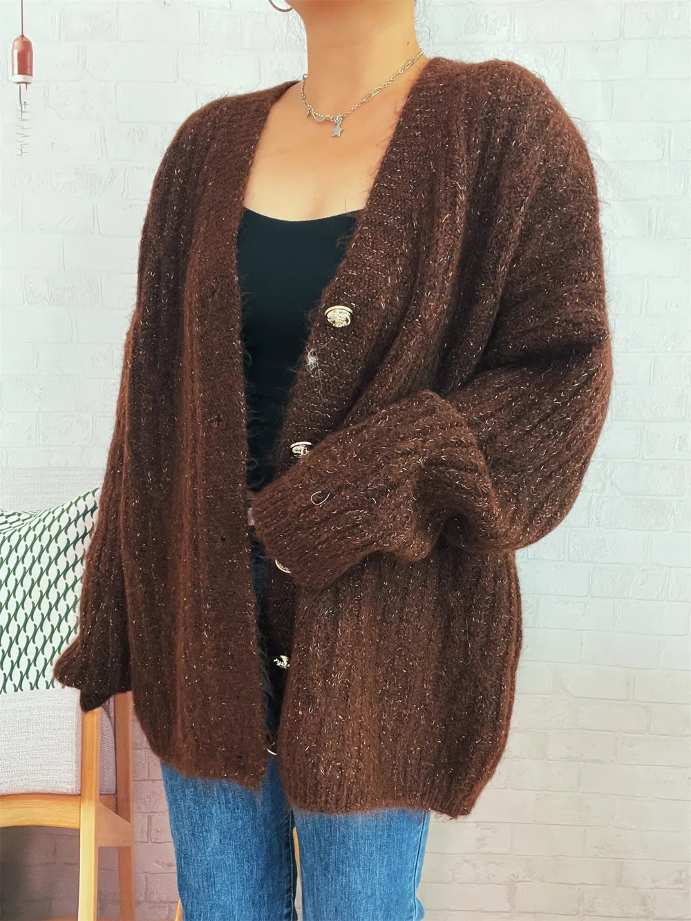 Cable Knit Button-Up Cardigan, image 15