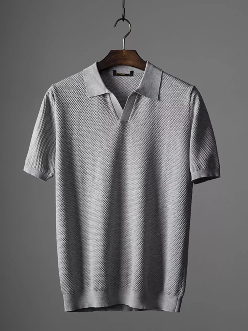 Men's Plus Size Textured Knit Short Sleeve Polo, image 3