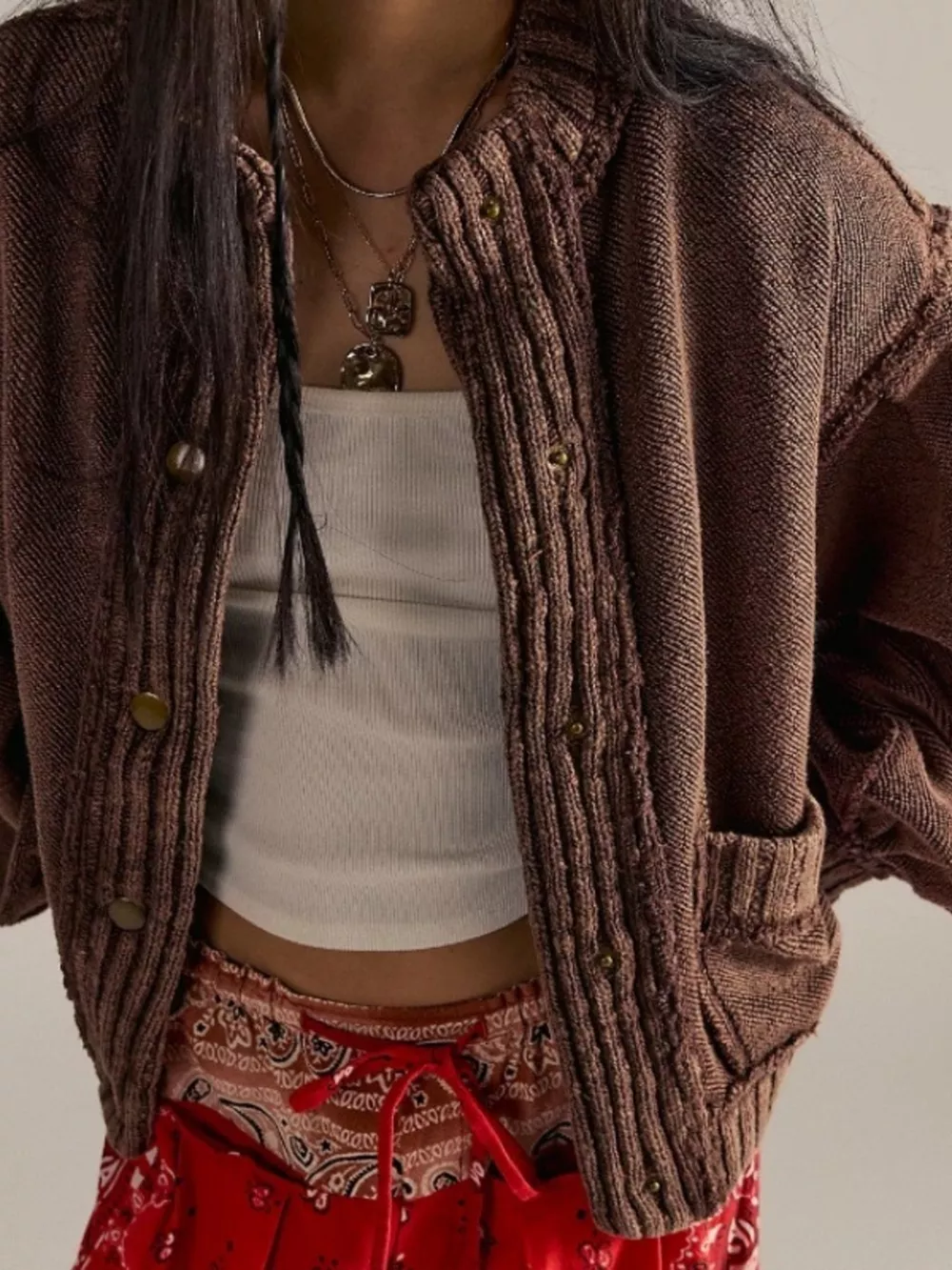 Snap Down Dropped Shoulder Cardigan, image 8