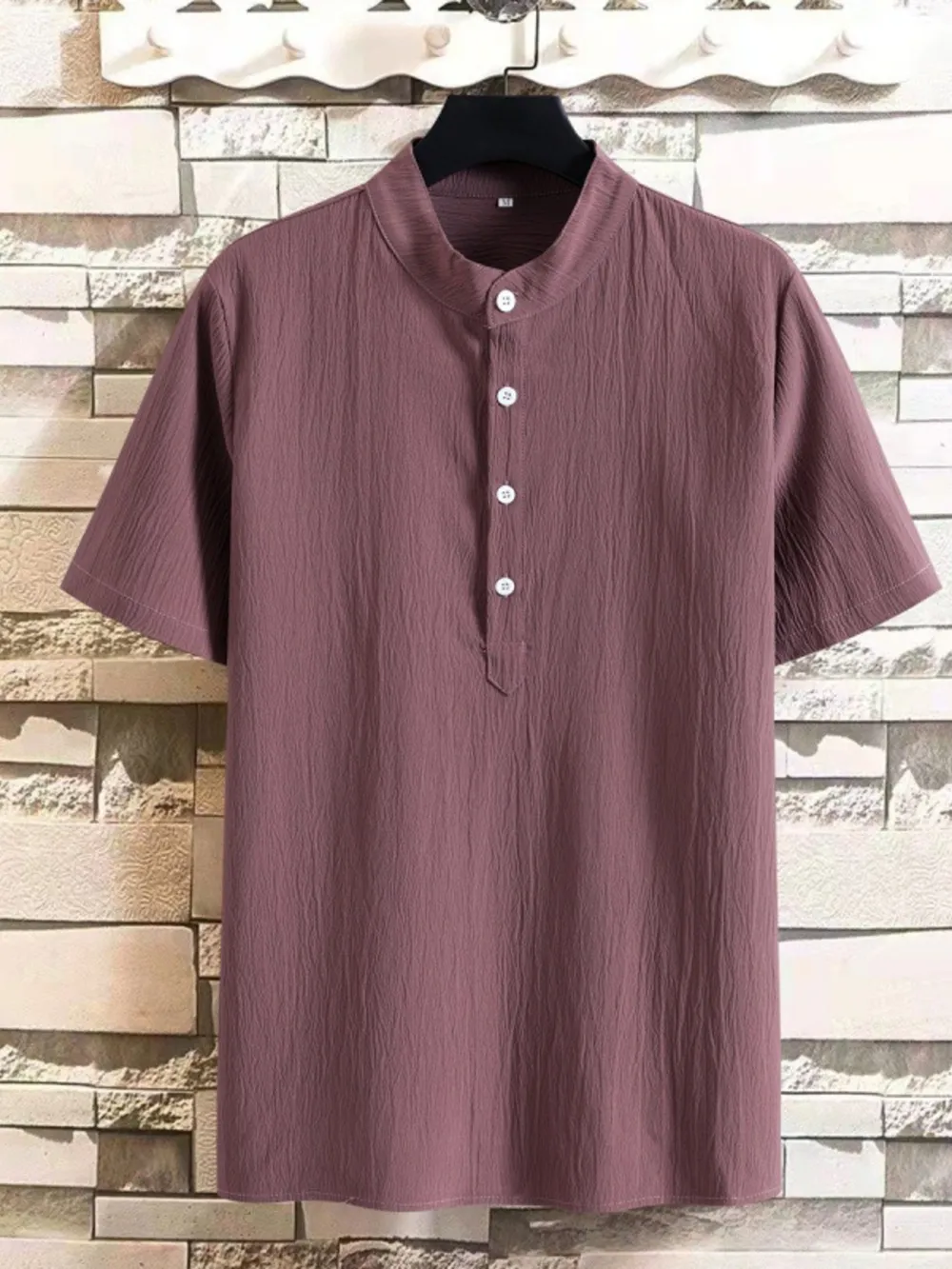 Men's Plus Size Button Detail Short Sleeve Blouse, image 8