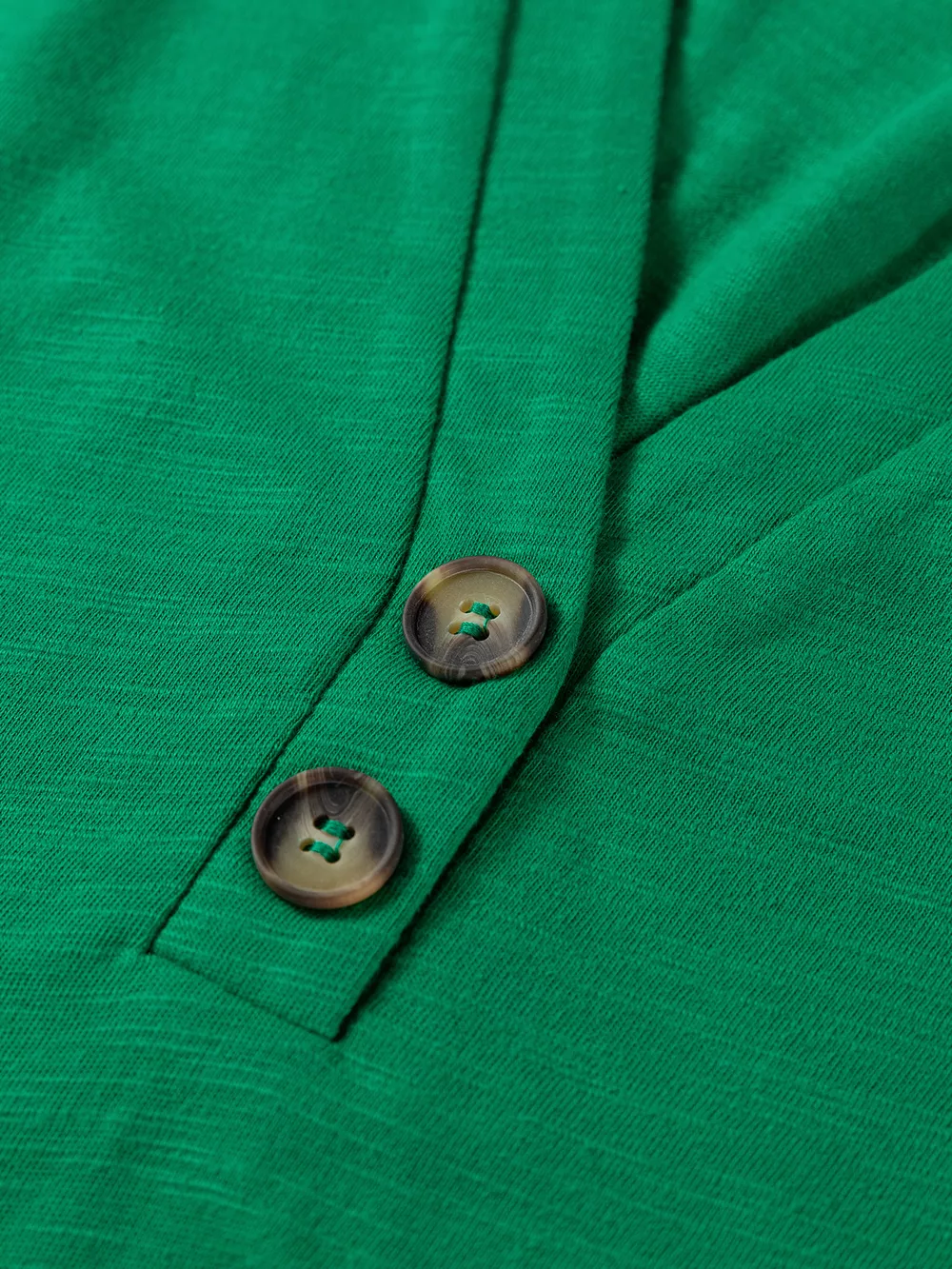 Solid Color Button V Neck Long Sleeve Top, image 6
