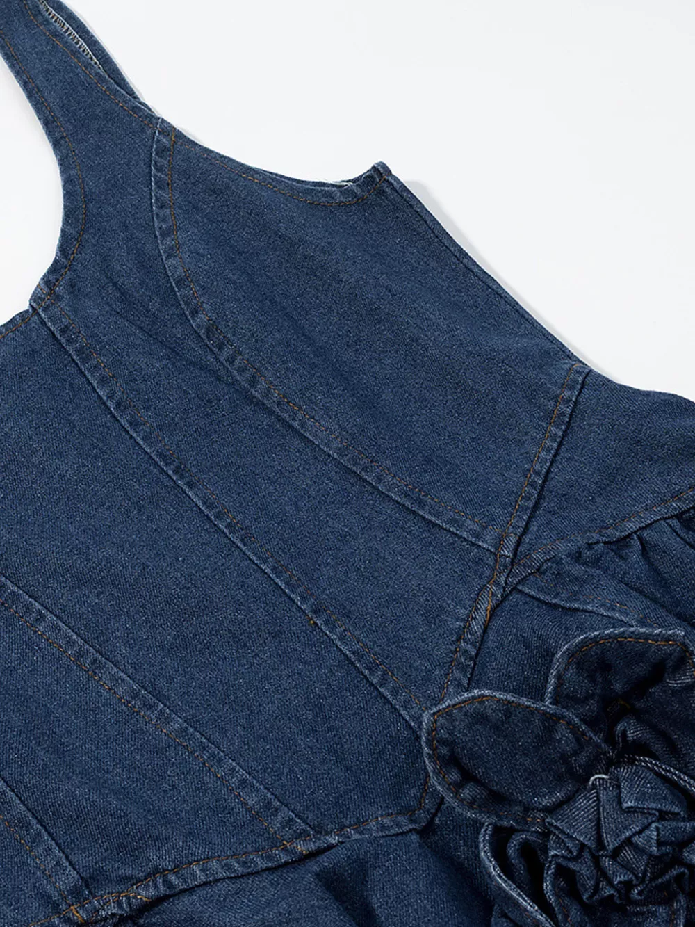 Floral Ruffle Layered Denim Dress, image 11