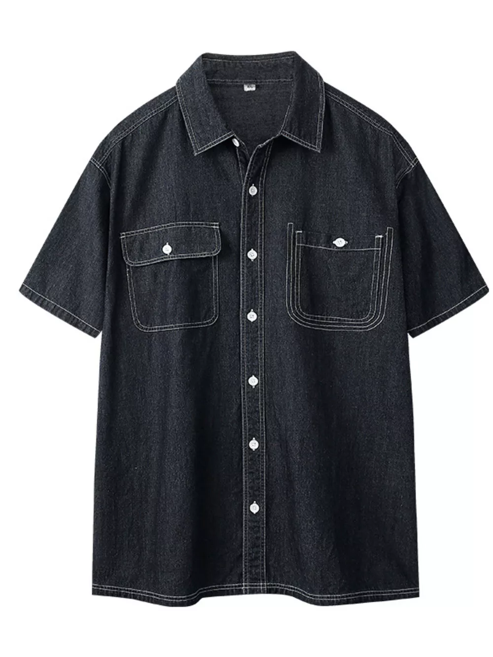 Men's Plus Size Casual Short Sleeve Denim Shirt