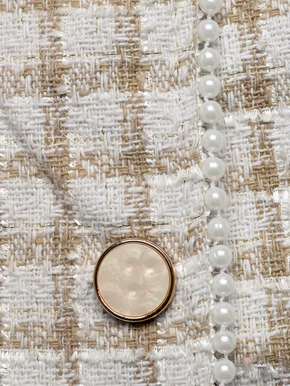 Pearl Trim Button Up Tweed Outerwear, image 13