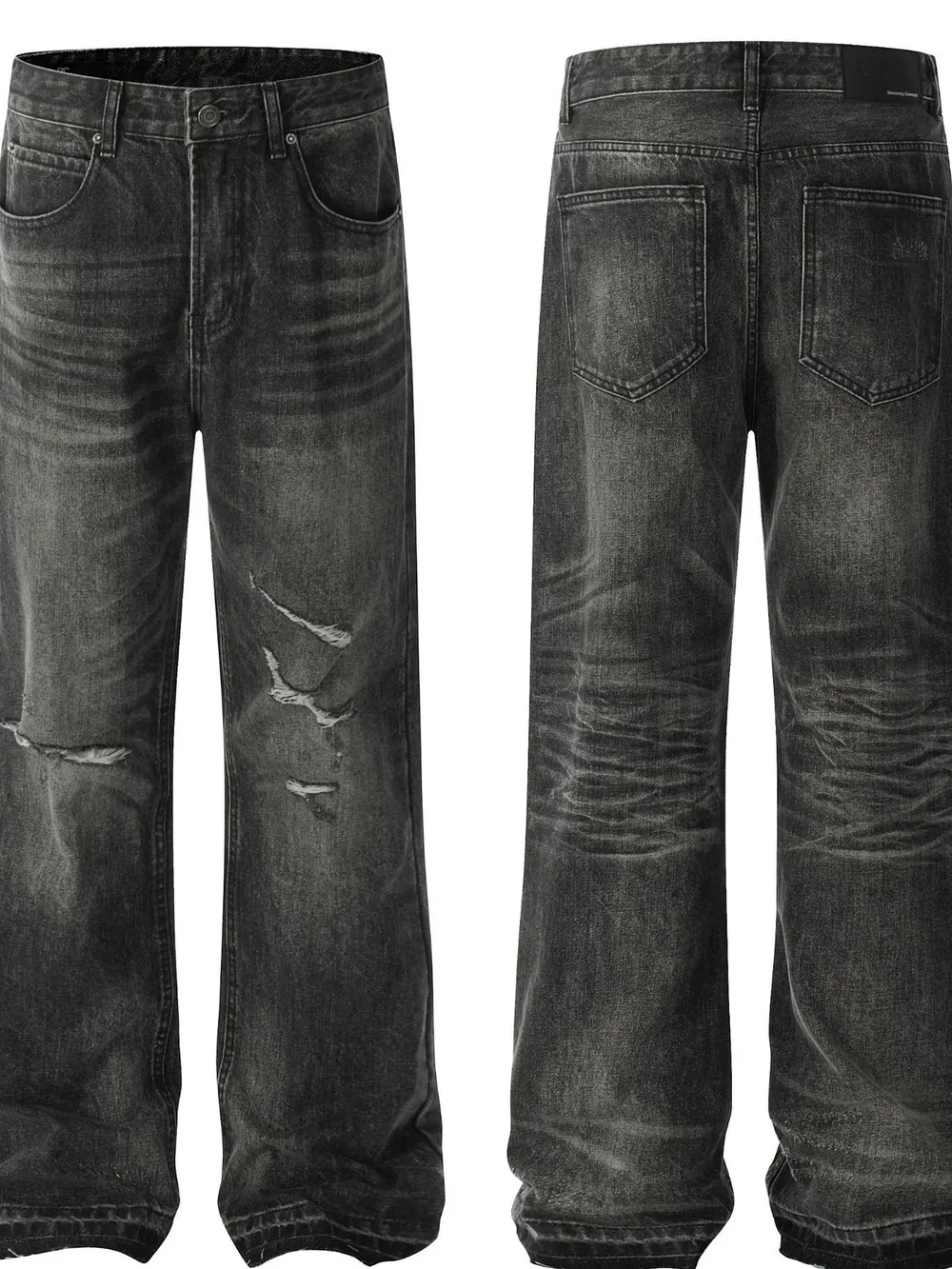 Men's Distressed Washed Straight Jeans, image 4