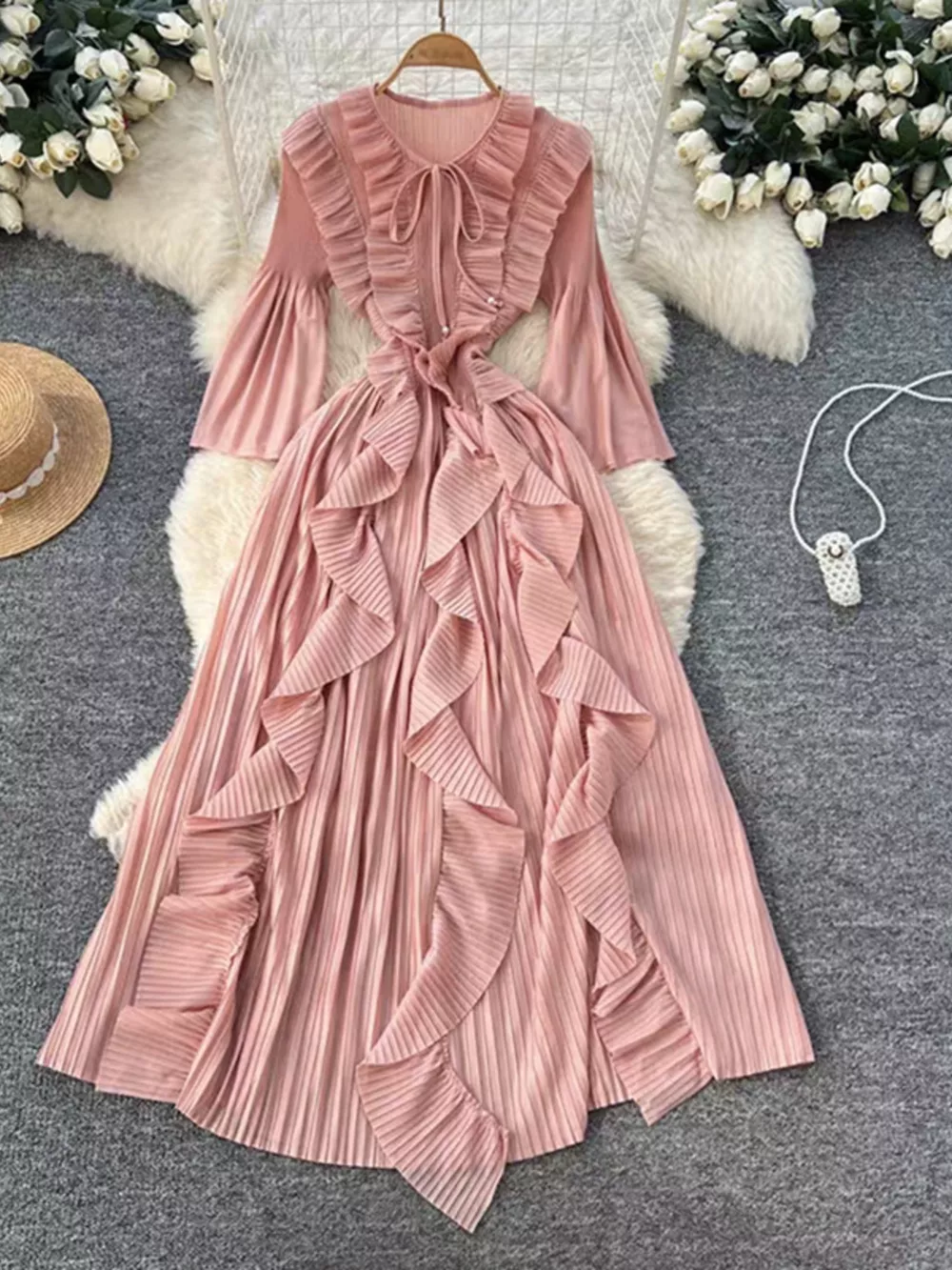 Ruffled A-Line Midi Dress, image 2