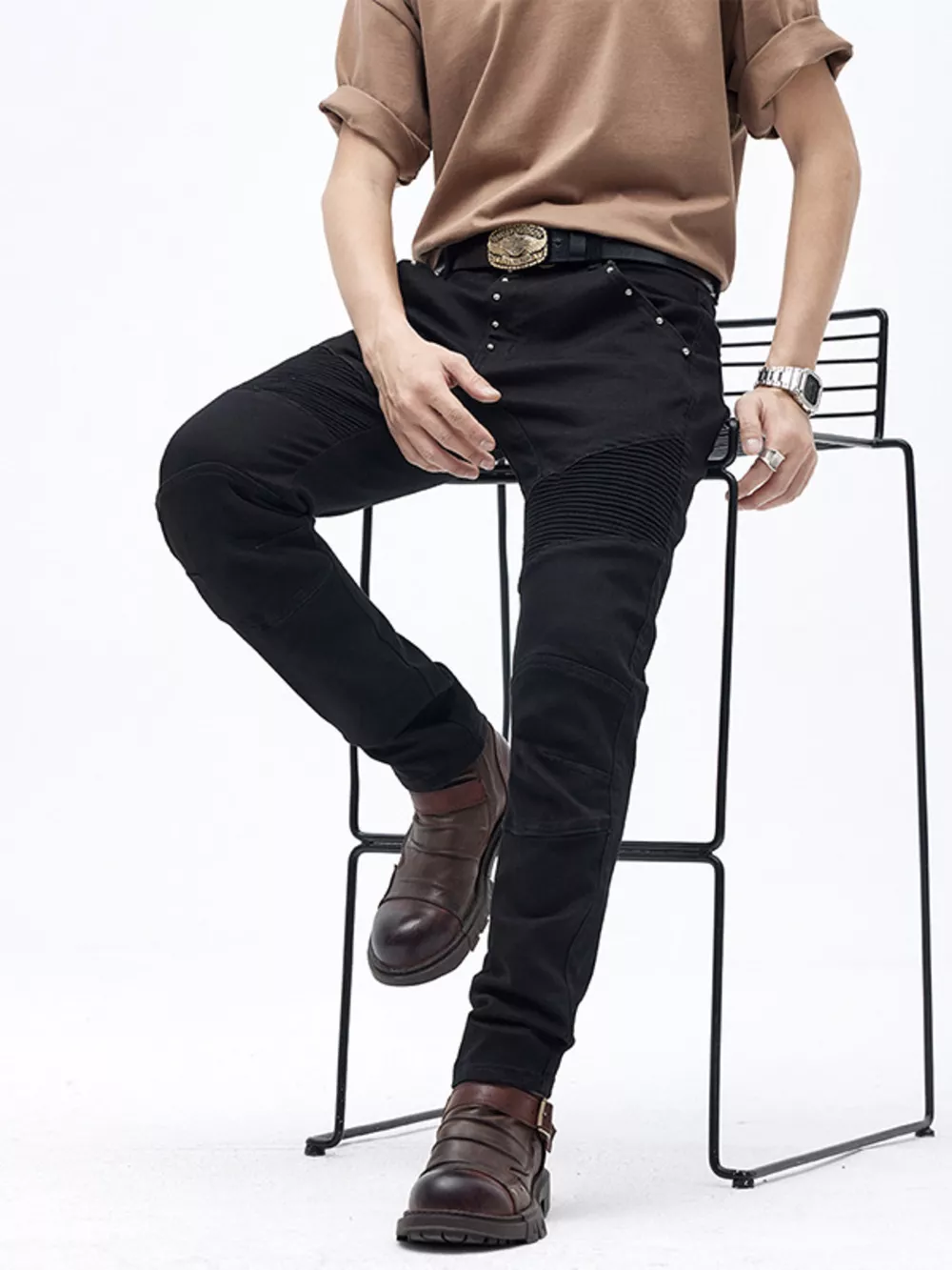 Men's Slim Fit Moto Jeans, image 6