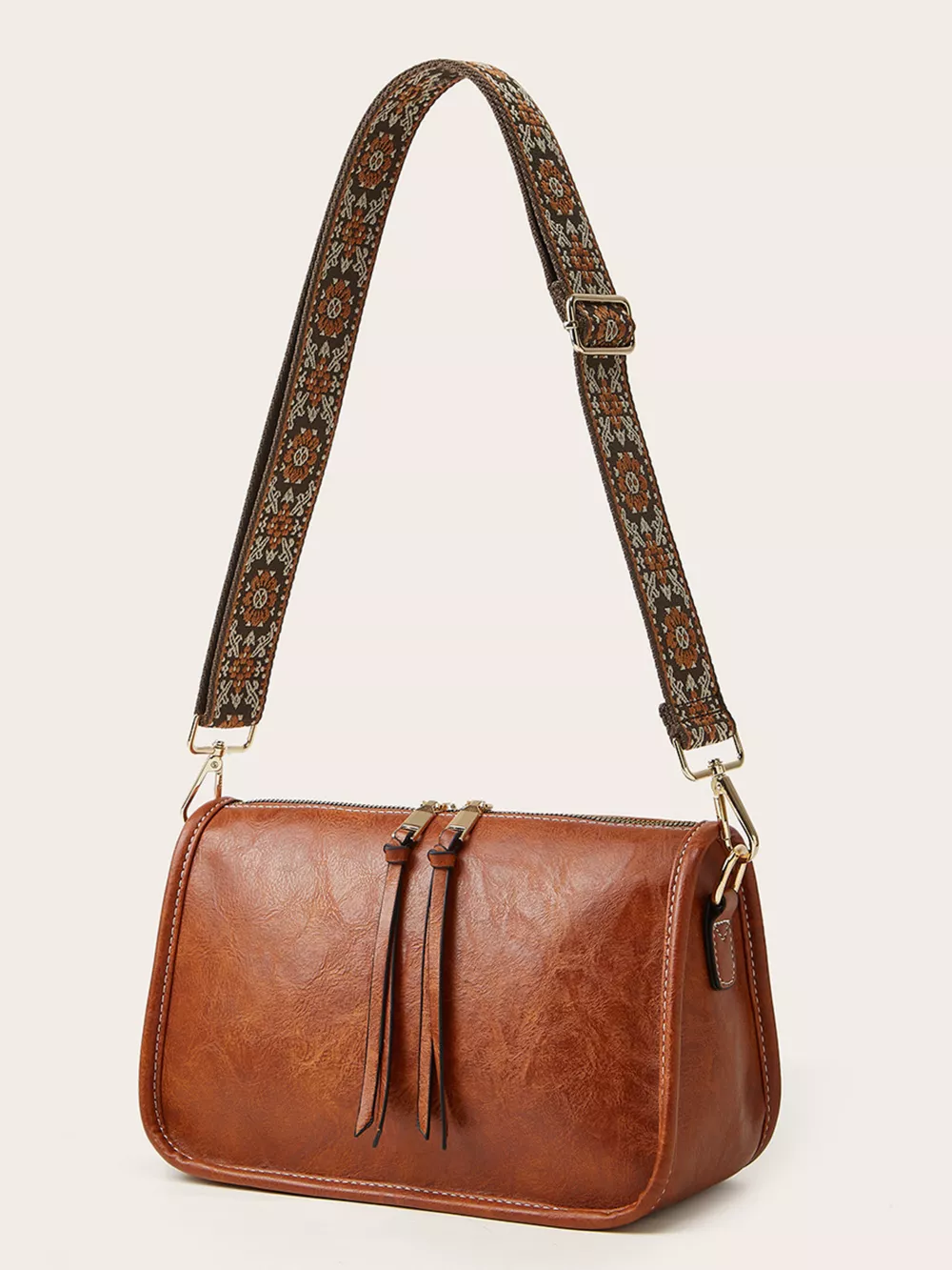 Vintage Style Patterned Strap Crossbody Bag, image 5