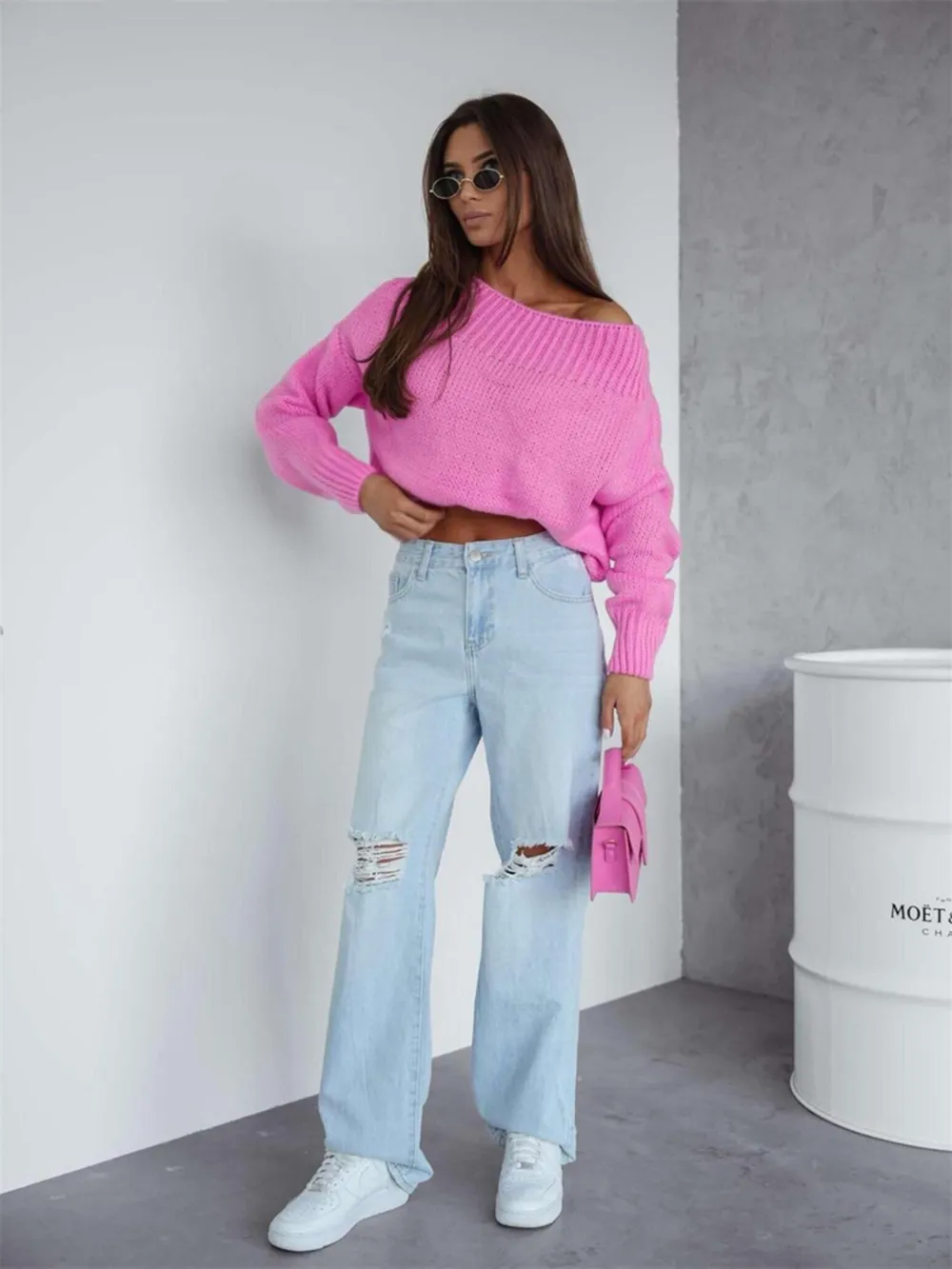 Boat Neck Drop Shoulder Sweater, image 13