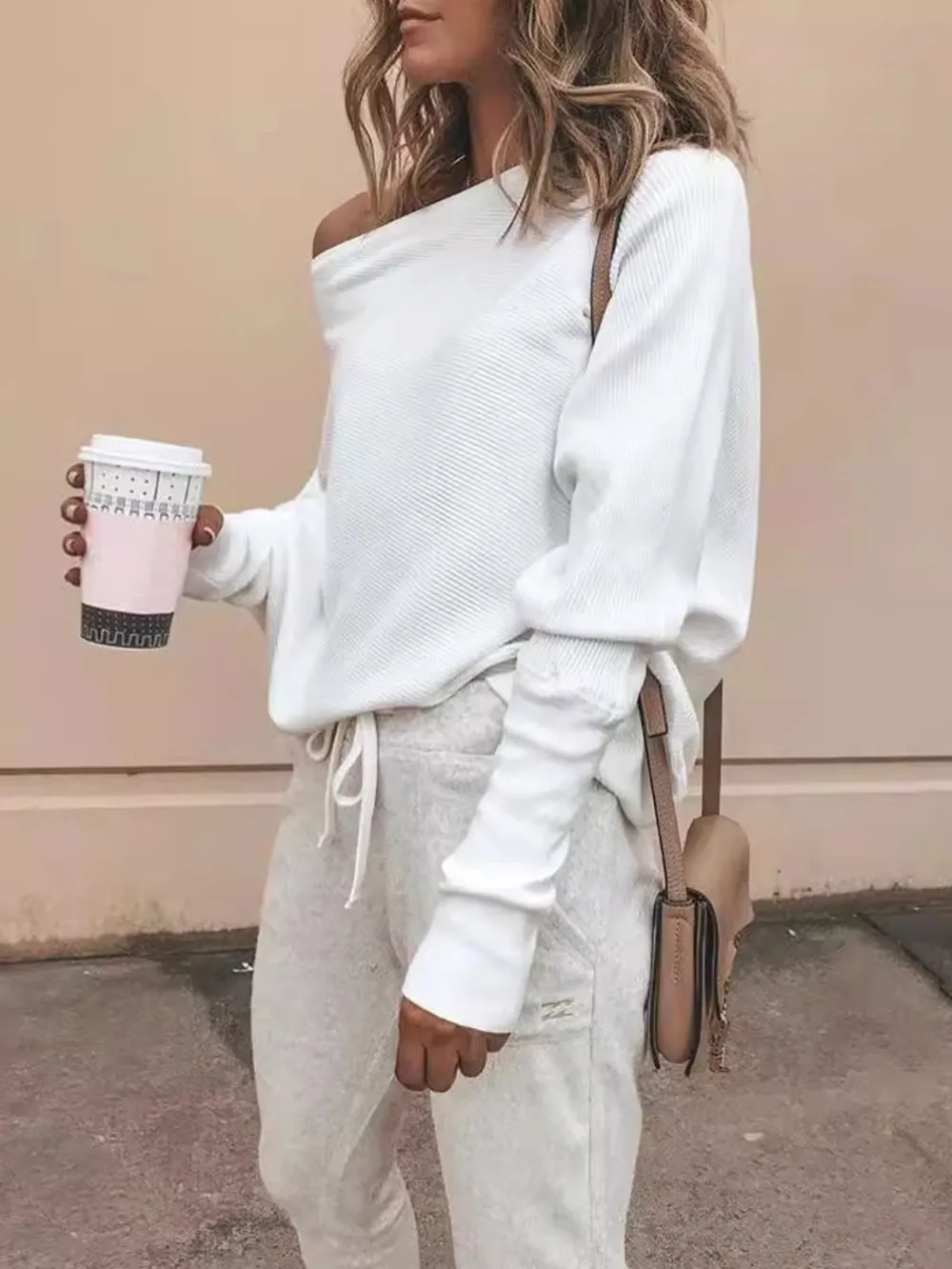 Full Size One-Shoulder Ribbed Sweater Plus Size, image 15
