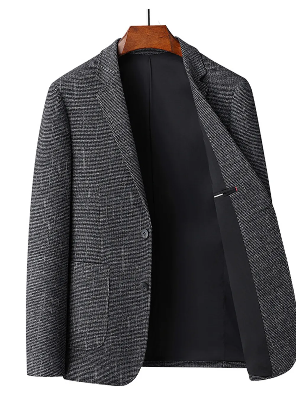 Men's Single-Breasted Tweed Blazer, image 2
