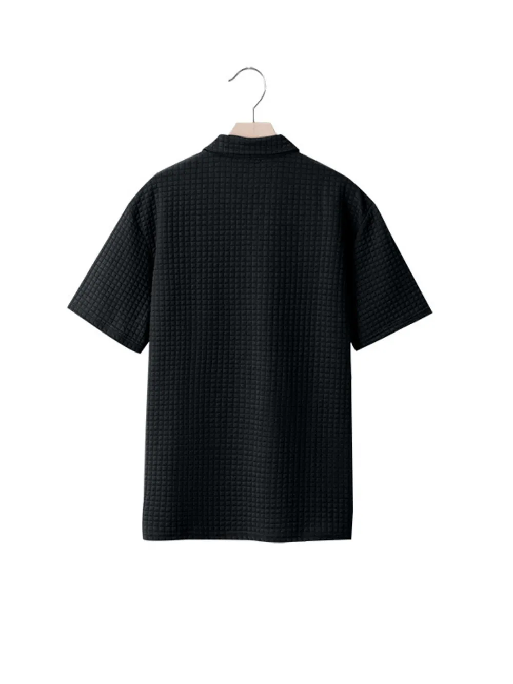 Men's Full Size Waffle Short Sleeve Polo with Zipper Detail Plus Size, image 23