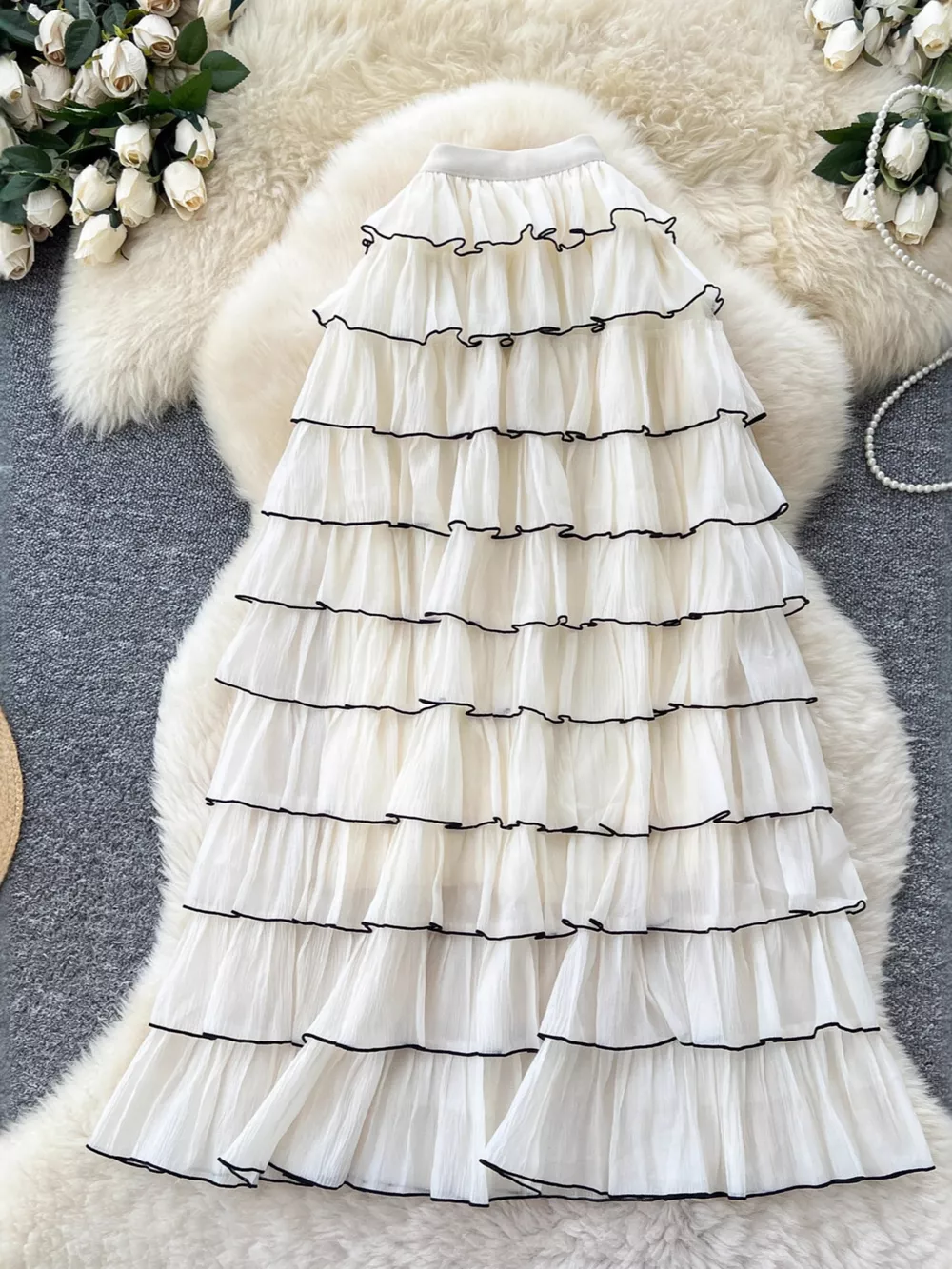 Ruffled Contrast Trim Skirt, image 2
