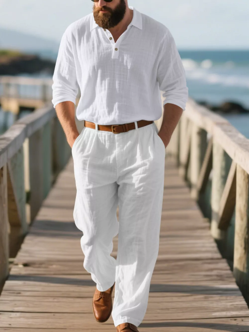 Men's Full Size Long Sleeve Top and Pants Set Plus Size, image 7