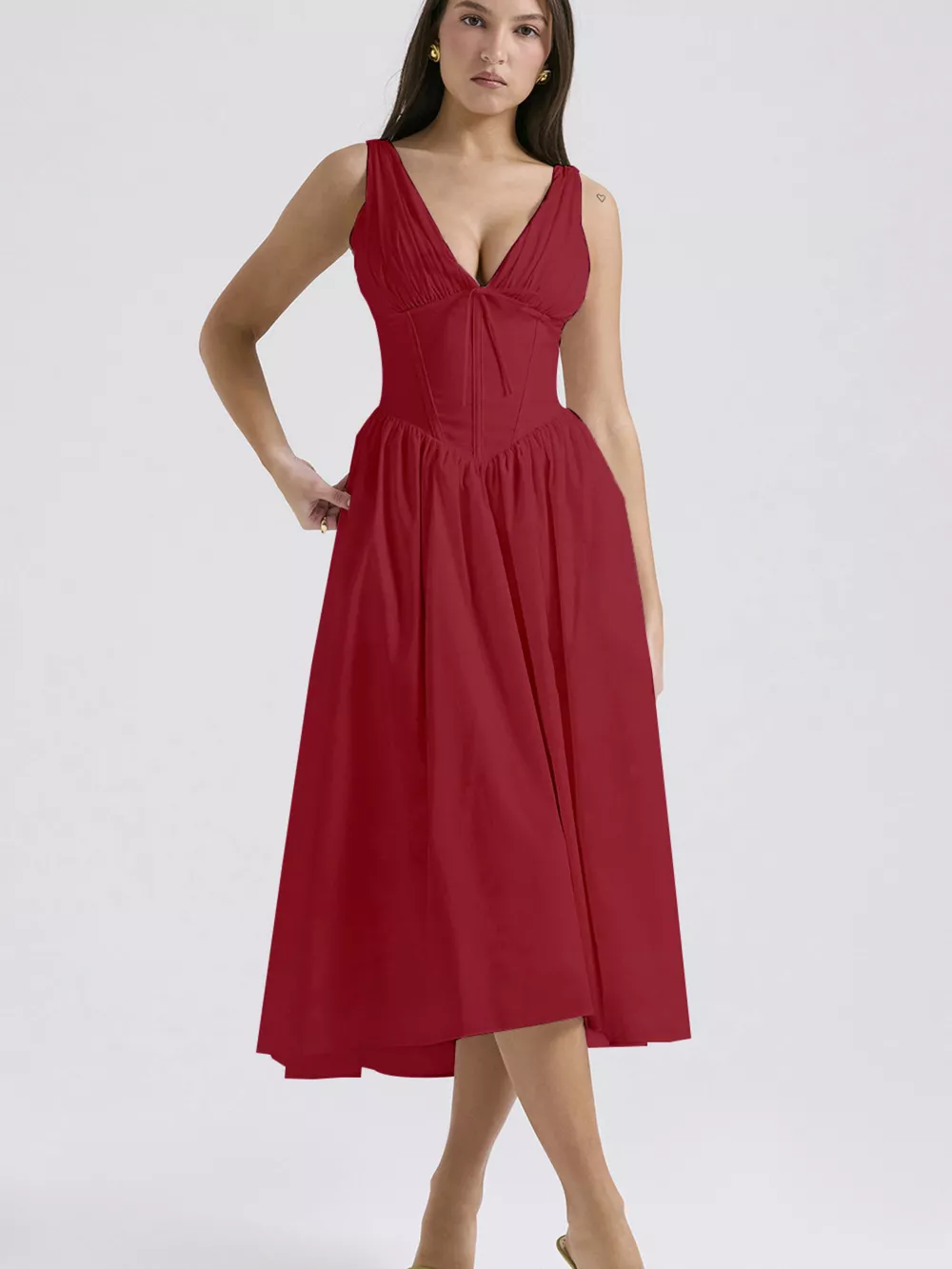 V-Neck Sleeveless Midi Dress, image 16