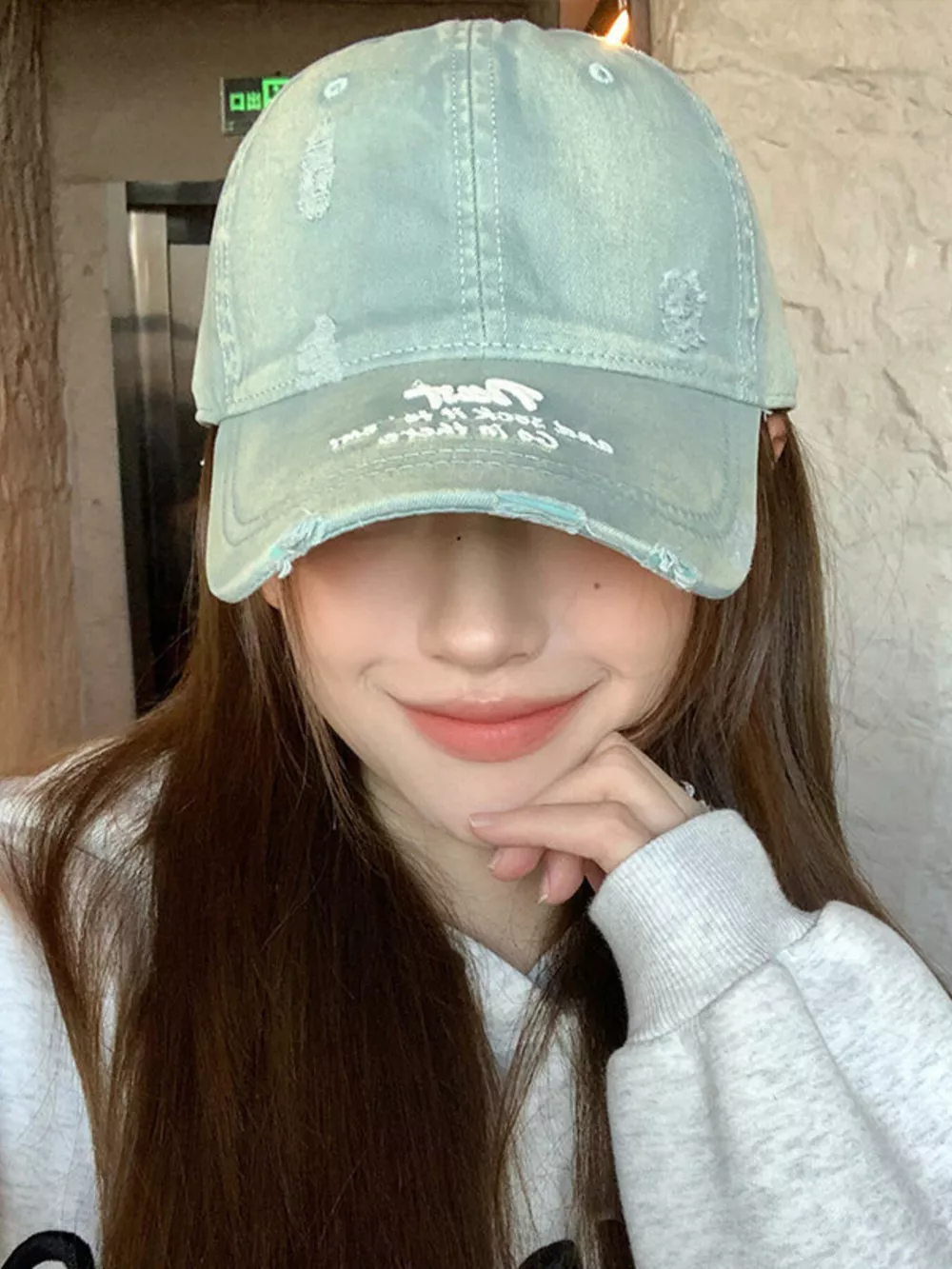 Distressed Embroidered Baseball Cap, image 2