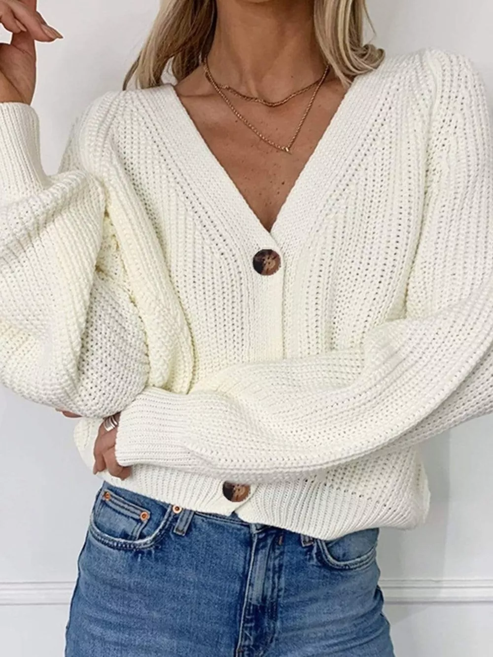 Full Size Chunky Knit Button-Down Cardigan Plus Size, image 12