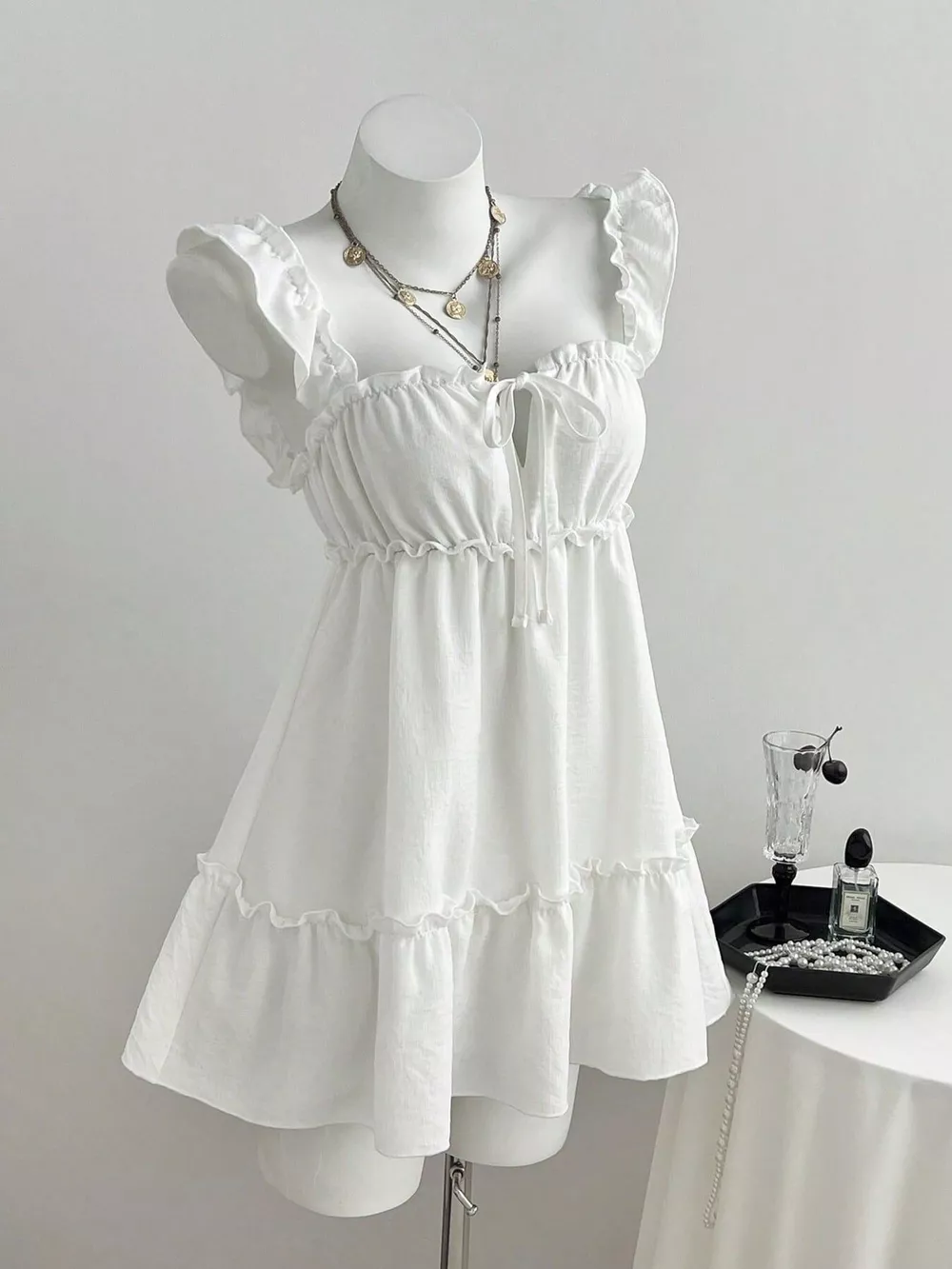 Frill Tie Front Mini Dress, image 4