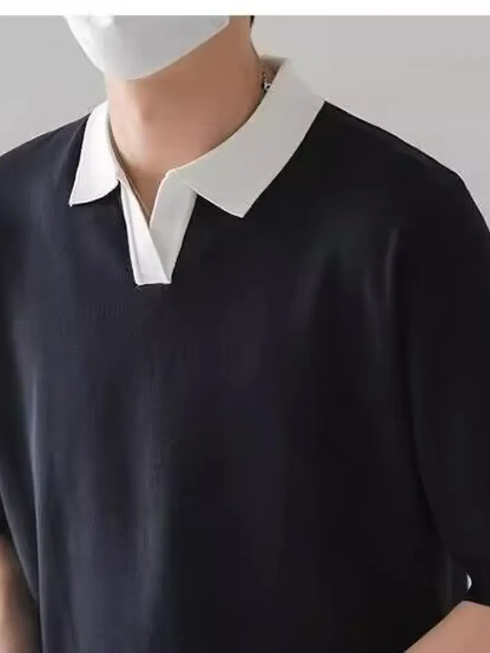 Men's Full Size Contrast Collar Short Sleeve Polo Shirt Plus Size, image 4
