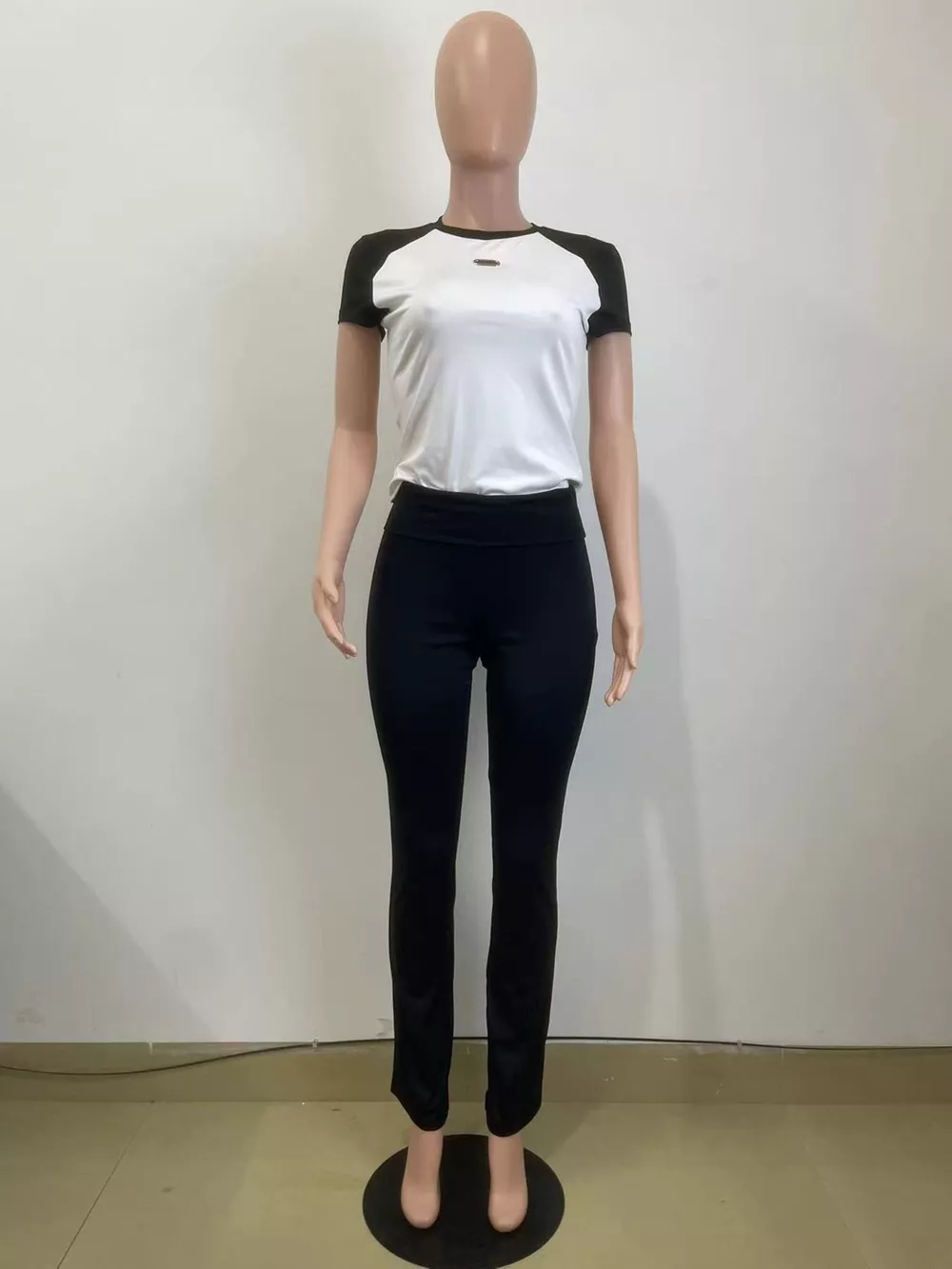 Contrast Short Sleeve Tee and Pants Set, image 8