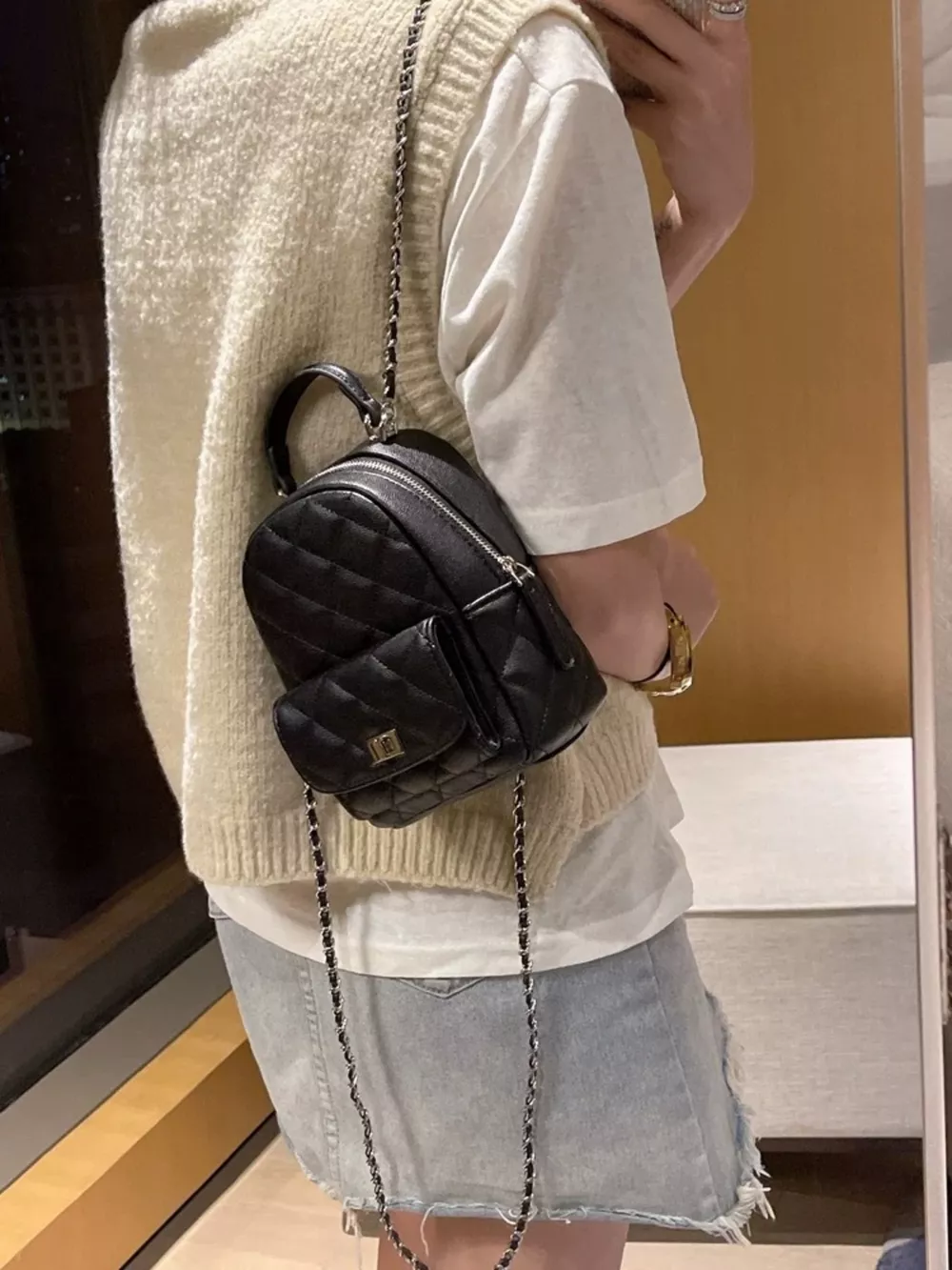Quilted Mini Backpack Bag