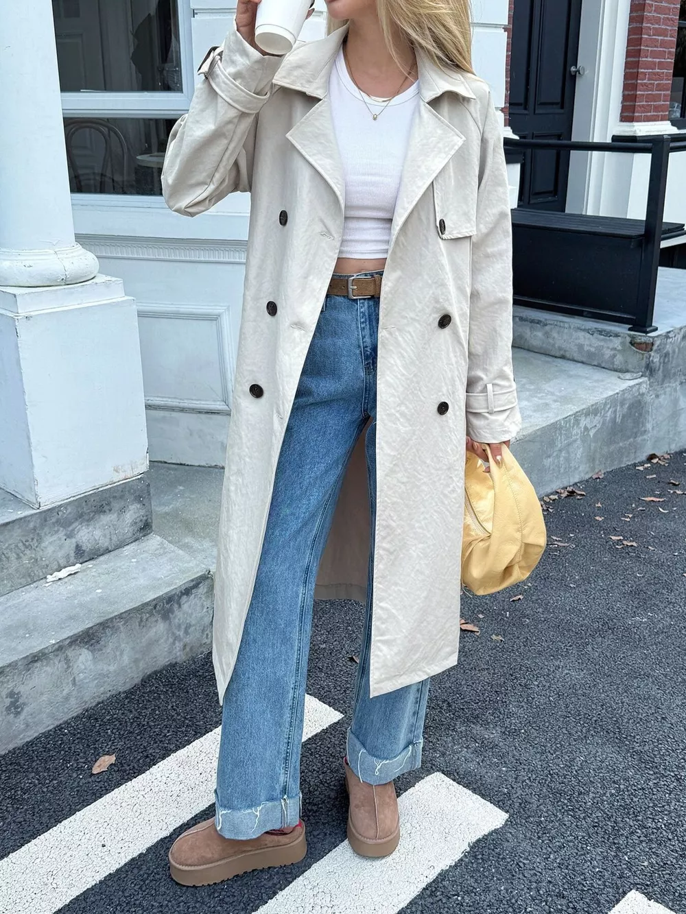 Double-Breasted Belted Trench Coat, image 3