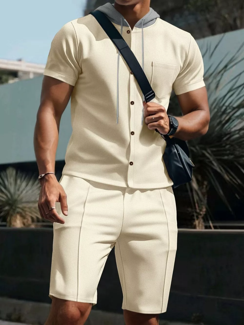 Men's Full Size Casual Hooded Top & Shorts Set Plus Size, image 7