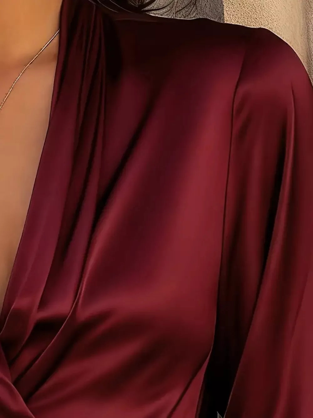 Satin Surplice Long Sleeve Blouse, image 20