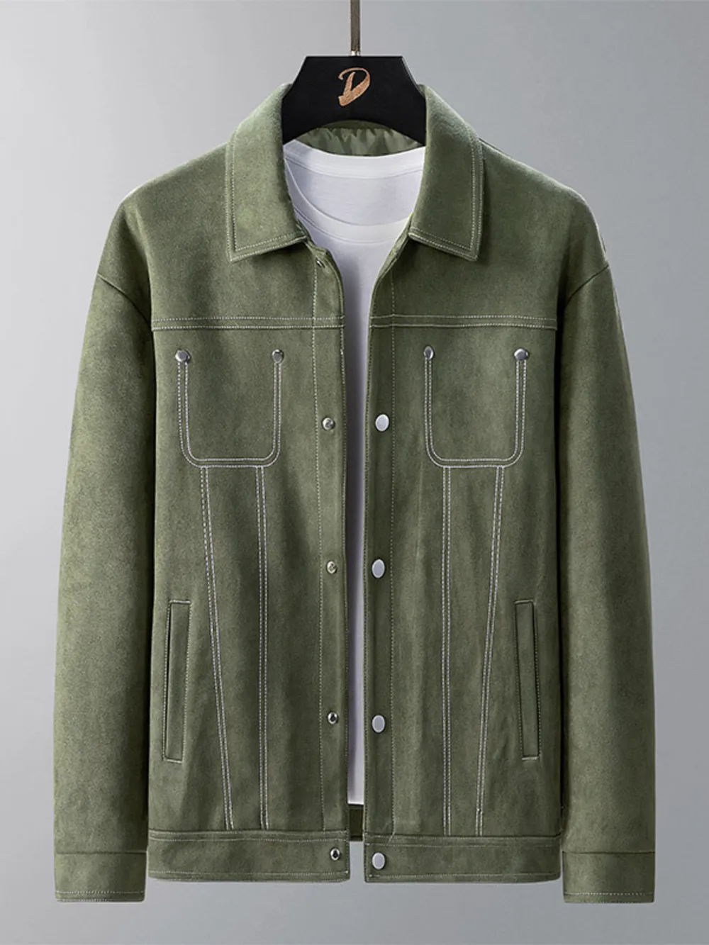 Men's Plus Size Snap Down Long Sleeve Jacket