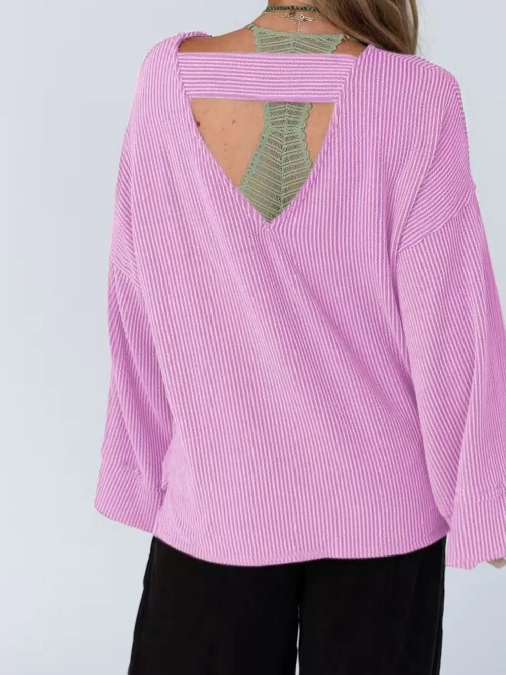 Cutout Back Long Sleeve T-Shirt, image 4