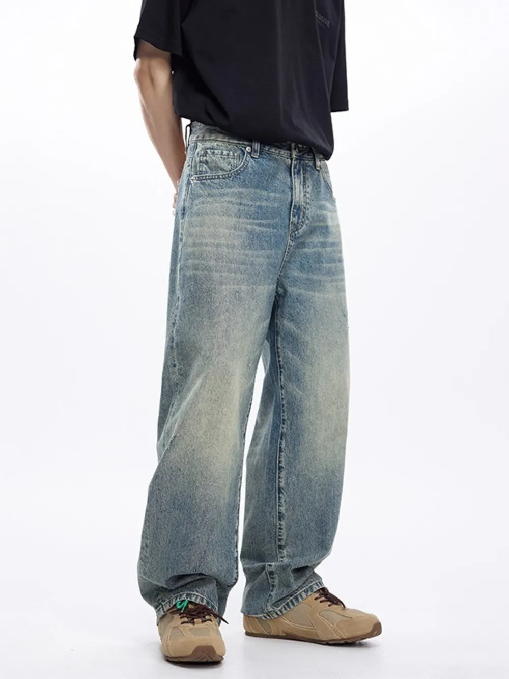 Men's Washed Wide Leg Jeans, image 4
