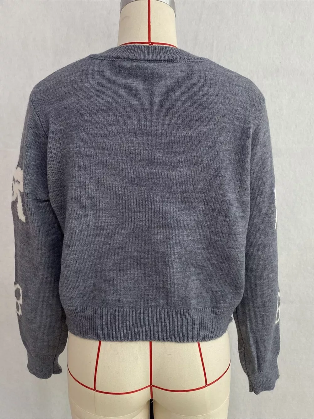 Floral Crew Neck Cropped Knit Cardigan, image 19